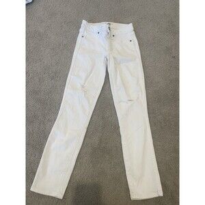 White Distressed Ripped Knee Skinny‎ Jeans Denim Casual Everyday
